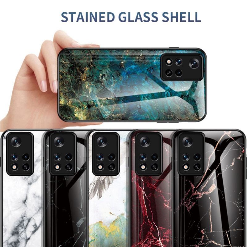 Cover Poco M4 Pro 5G Marmorfarver Hærdet Glas