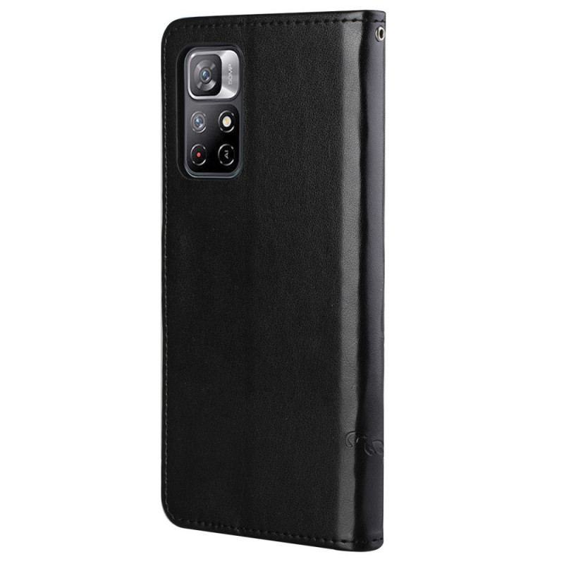 Flip Cover Poco M4 Pro 5G Asiatiske Sommerfugle Og Blomster