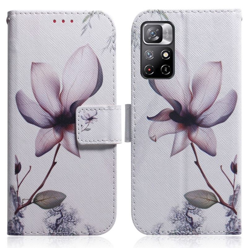 Flip Cover Poco M4 Pro 5G Blomst Støvet Pink