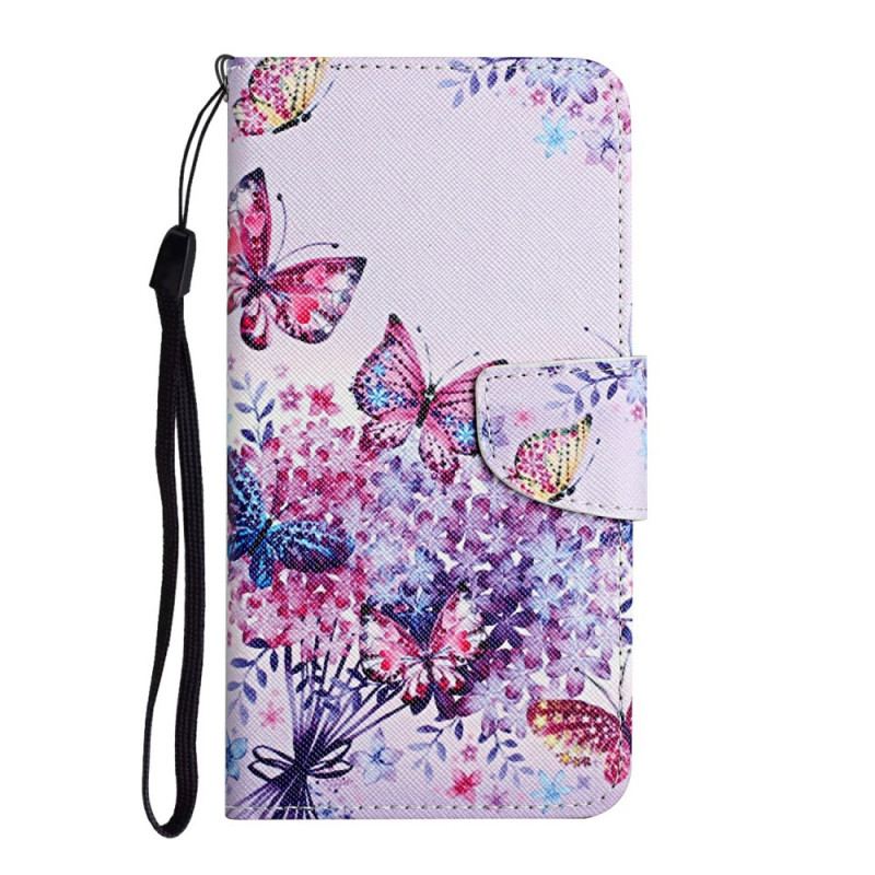 Flip Cover Poco M4 Pro 5G Buket Af Blomster Og Sommerfugle