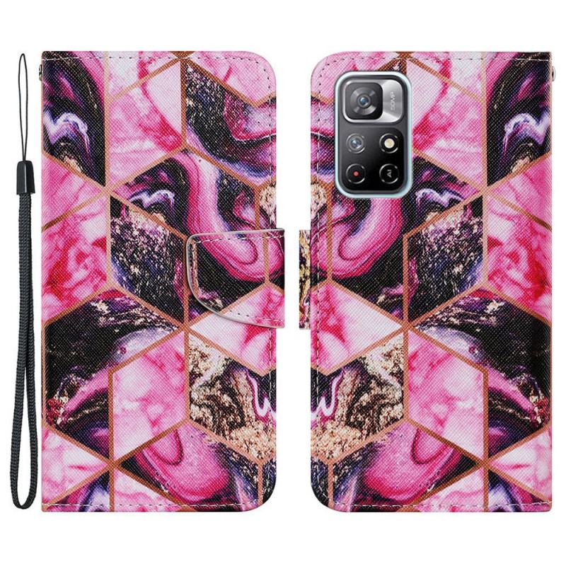 Flip Cover Poco M4 Pro 5G Geometrisk Marmorstil