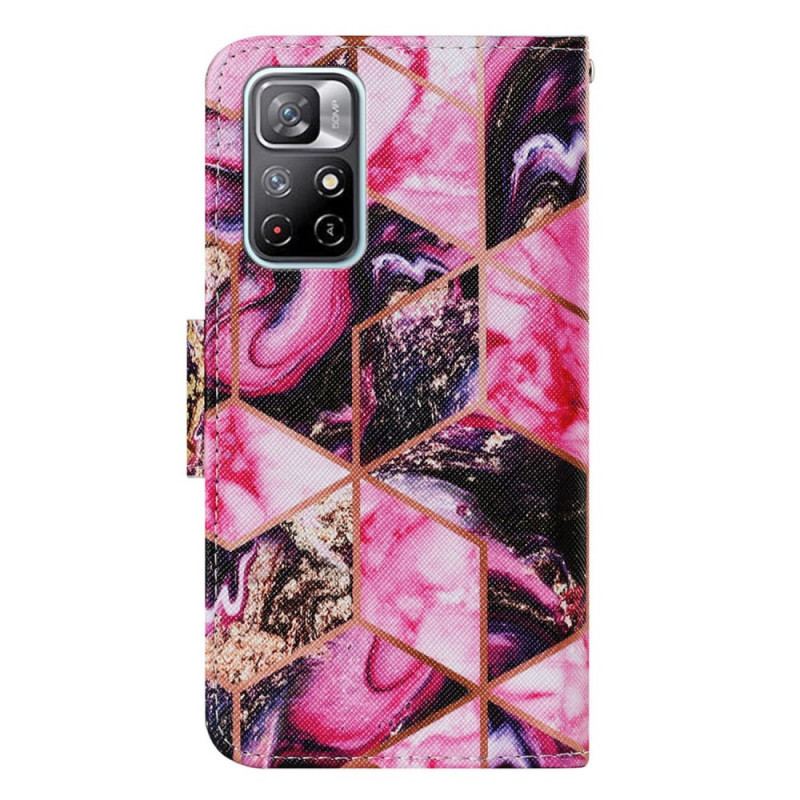 Flip Cover Poco M4 Pro 5G Geometrisk Marmorstil