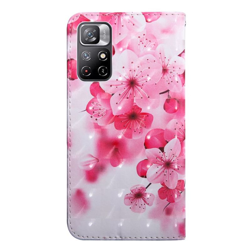 Flip Cover Poco M4 Pro 5G Lyserøde Blomster