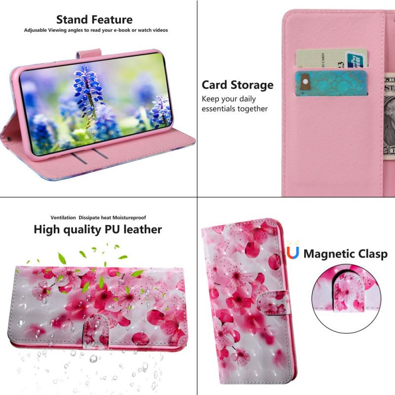 Flip Cover Poco M4 Pro 5G Lyserøde Blomster