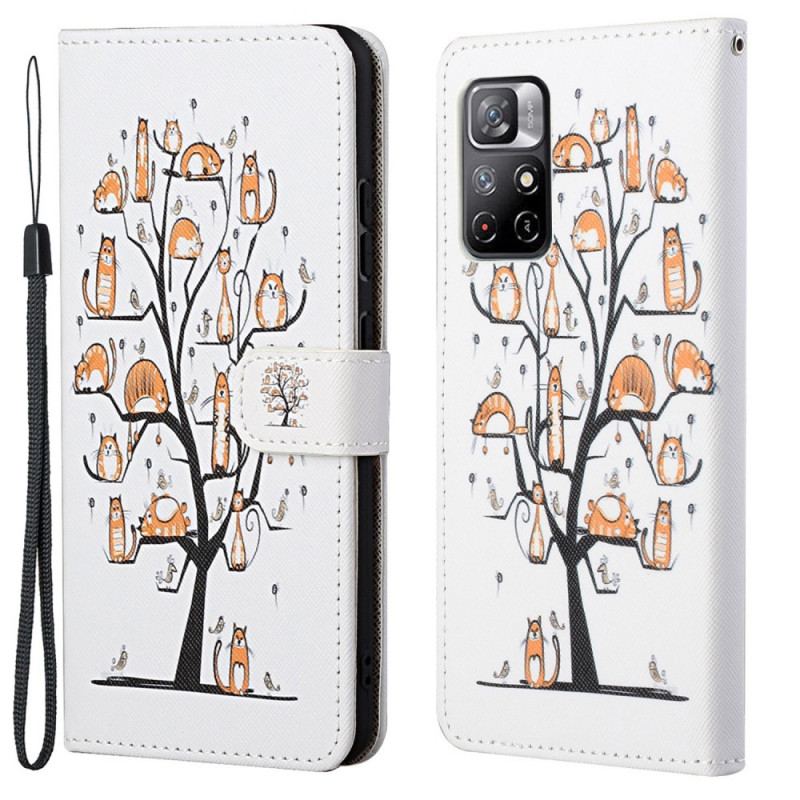 Flip Cover Poco M4 Pro 5G Med Snor Funky Cats Med Rem