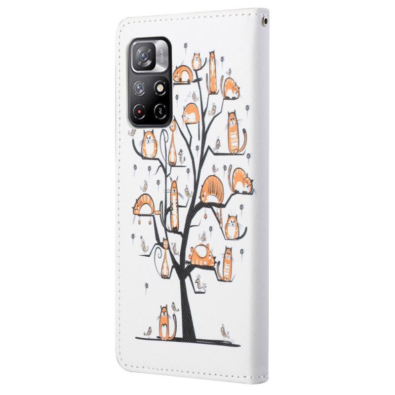 Flip Cover Poco M4 Pro 5G Med Snor Funky Cats Med Rem