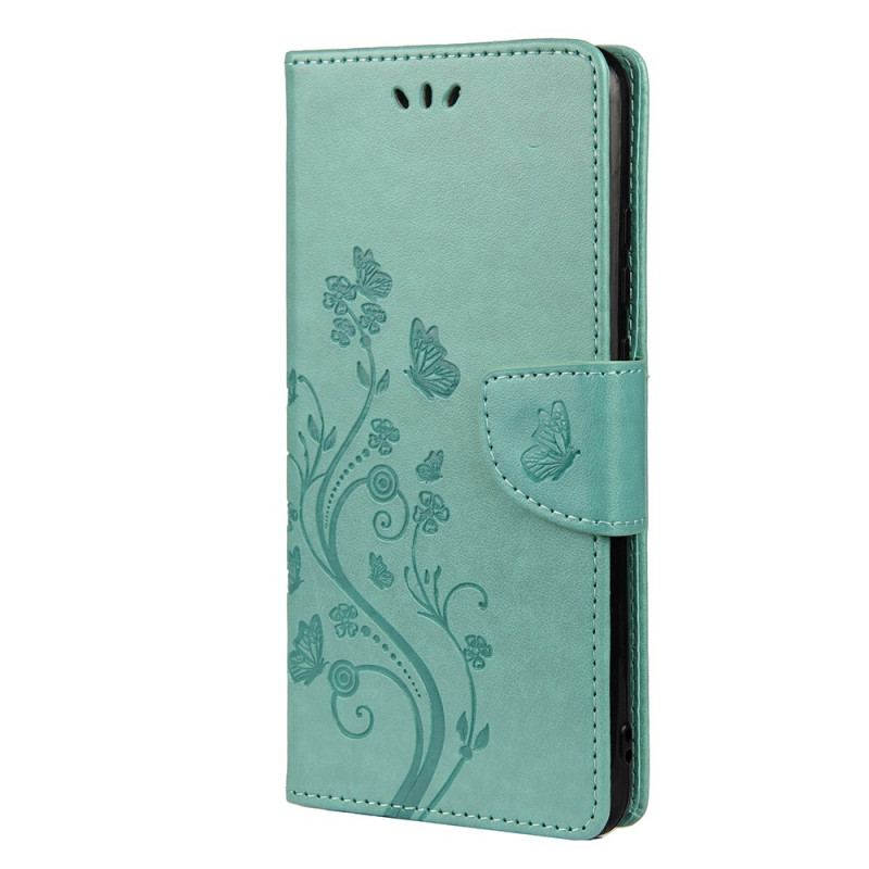 Flip Cover Poco M4 Pro 5G Sommerfugle Og Blomster