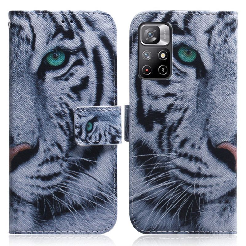 Flip Cover Poco M4 Pro 5G Tiger Ansigt