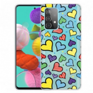 Cover Samsung Galaxy A52 4G / A52 5G / A52s 5G Flerfarvede Hjerter