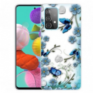 Cover Samsung Galaxy A52 4G / A52 5G / A52s 5G Retro Sommerfugle Og Blomster