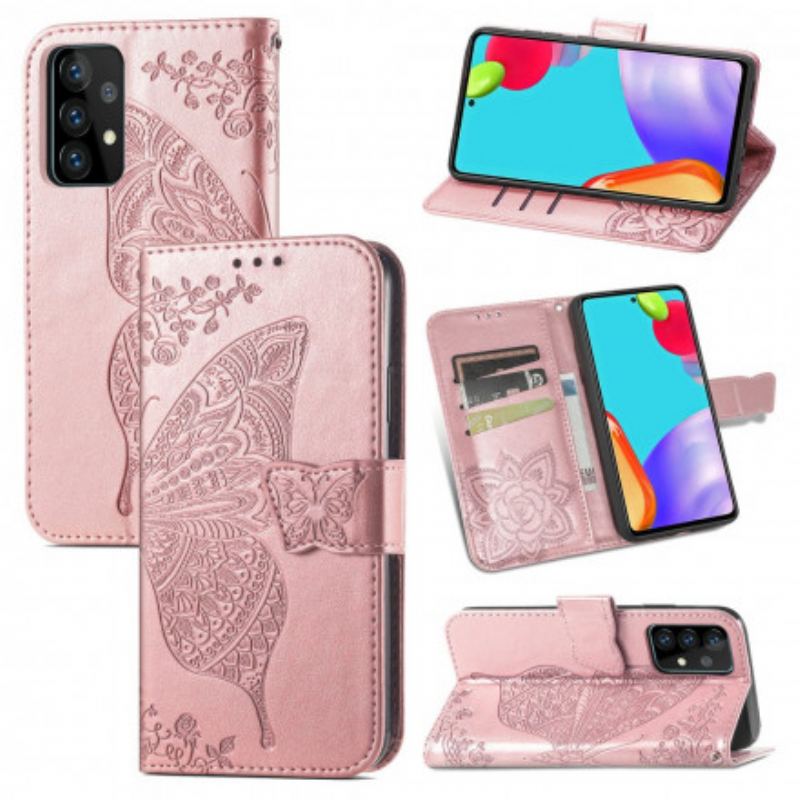 Flip Cover Samsung Galaxy A52 4G / A52 5G / A52s 5G Halve Sommerfugle