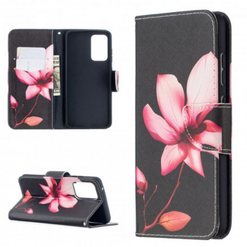 Flip Cover Samsung Galaxy A52 4G / A52 5G / A52s 5G Lyserød Blomst