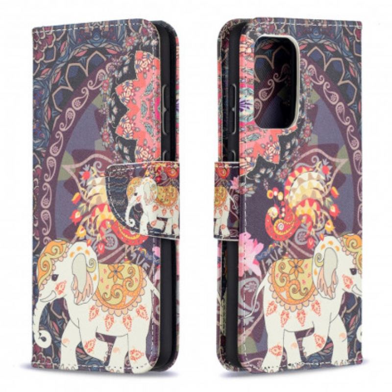 Flip Cover Samsung Galaxy A52 4G / A52 5G / A52s 5G Mandala Med Etniske Elefanter