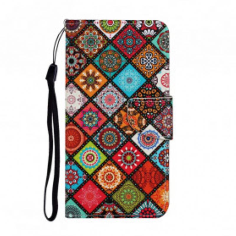 Flip Cover Samsung Galaxy A52 4G / A52 5G / A52s 5G Patchwork Mandalaer Med Snor