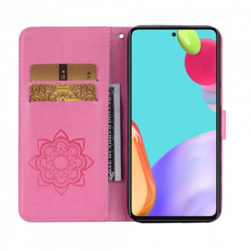 Flip Cover Samsung Galaxy A52 4G / A52 5G / A52s 5G Ugle Mandala Og Lanyard