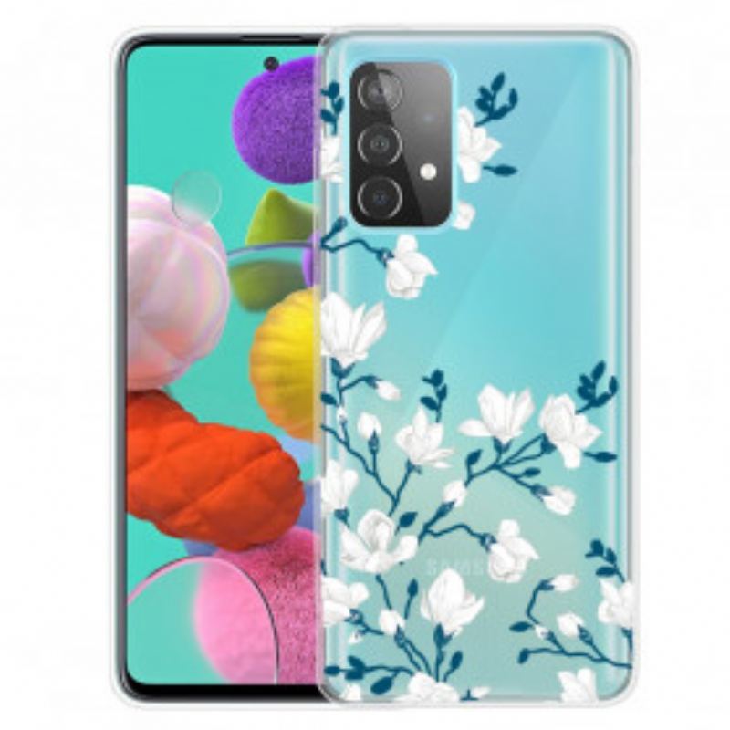 Mobilcover Samsung Galaxy A52 4G / A52 5G / A52s 5G Hvide Blomster