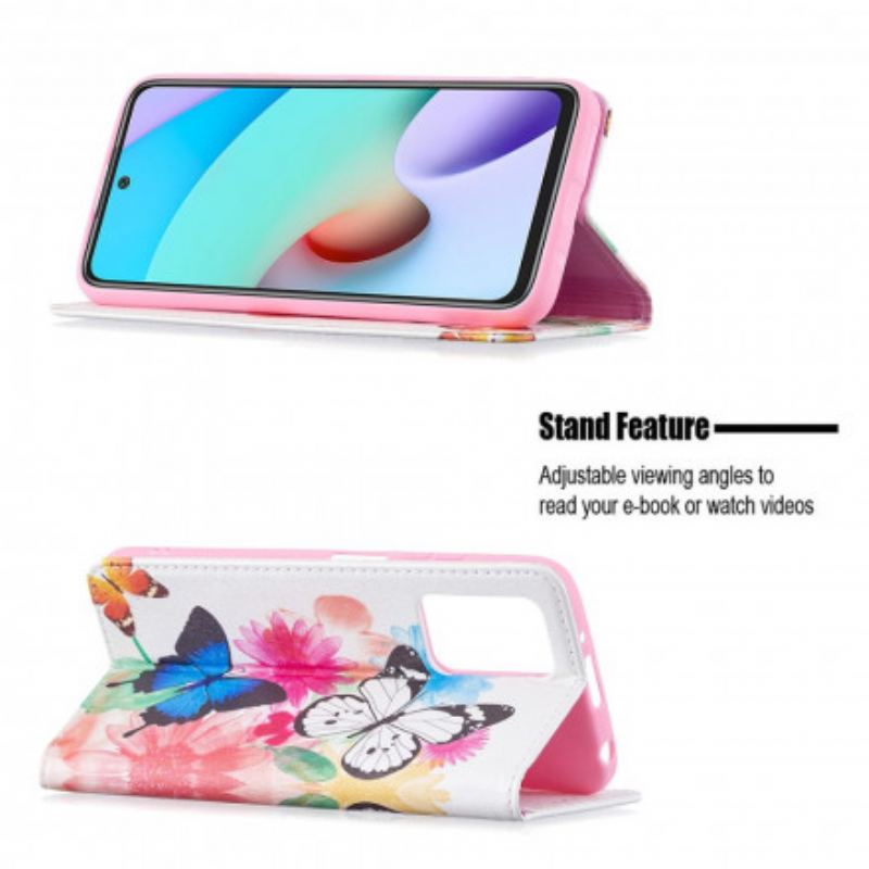 Cover Xiaomi Redmi 10 Flip Cover Farverige Sommerfugle