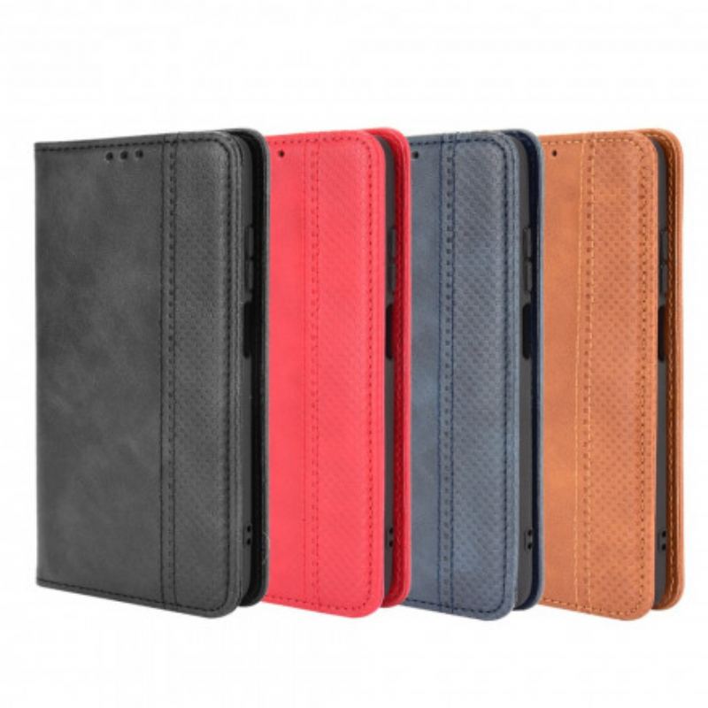 Cover Xiaomi Redmi 10 Flip Cover Stiliseret Vintage Lædereffekt