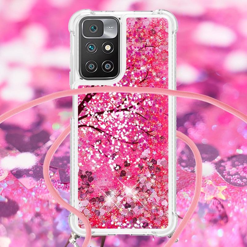 Cover Xiaomi Redmi 10 Med Snor Sequin Snøretræ