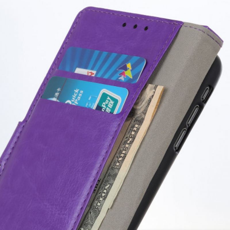 Flip Cover Xiaomi Redmi 10 Enkel Skinnende Lædereffekt