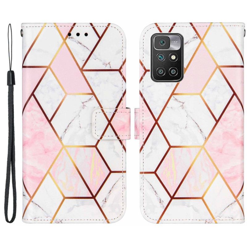 Flip Cover Xiaomi Redmi 10 Geometrisk Marmor