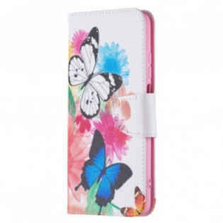 Flip Cover Xiaomi Redmi 10 Malede Sommerfugle Og Blomster