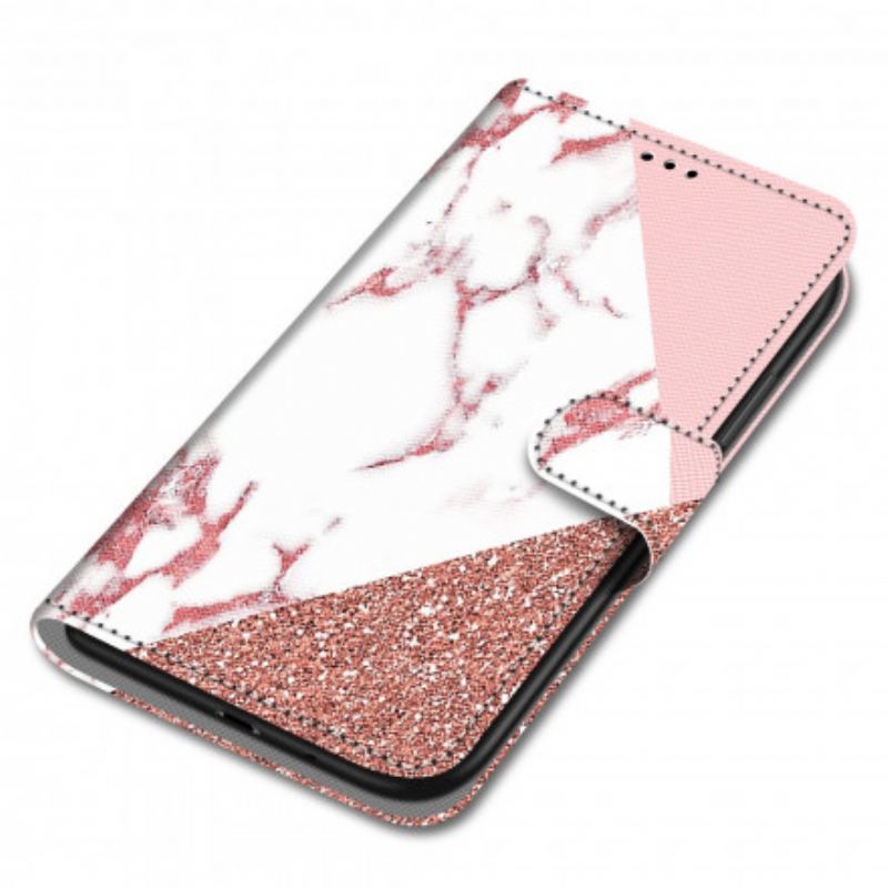 Flip Cover Xiaomi Redmi 10 Marmor Og Glitter Trekant