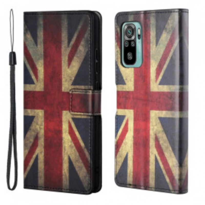 Flip Cover Xiaomi Redmi 10 Med Snor Englands Flag Med Snor