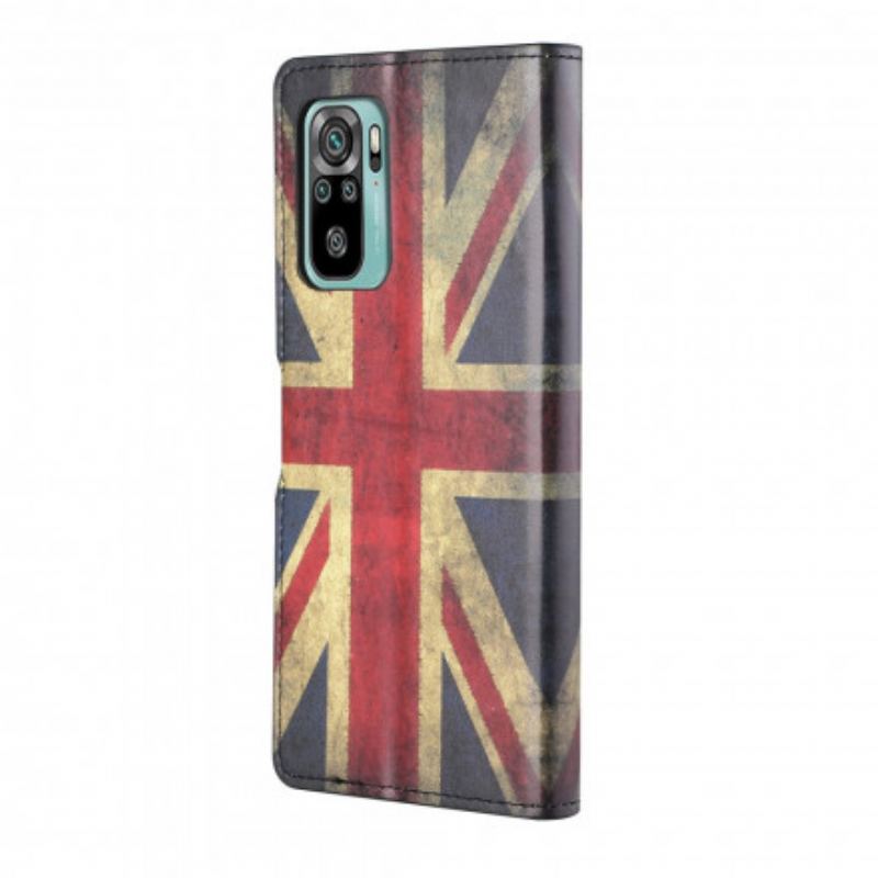 Flip Cover Xiaomi Redmi 10 Med Snor Englands Flag Med Snor