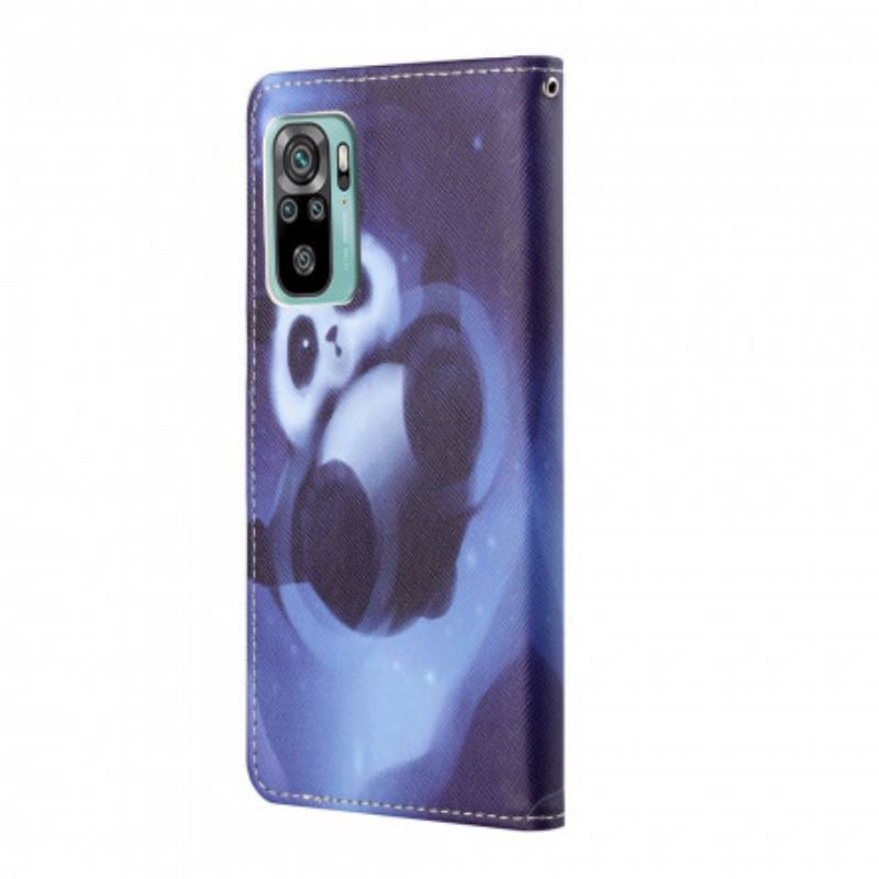 Flip Cover Xiaomi Redmi 10 Med Snor Panda Space Med Snor