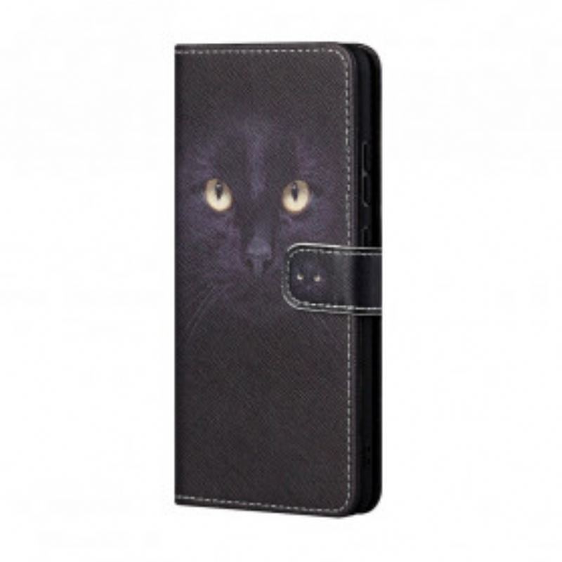 Flip Cover Xiaomi Redmi 10 Med Snor Strappy Black Cat Eyes