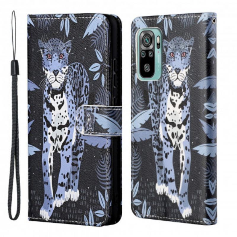 Flip Cover Xiaomi Redmi 10 Med Snor Strappy Leopard