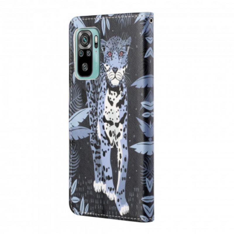 Flip Cover Xiaomi Redmi 10 Med Snor Strappy Leopard