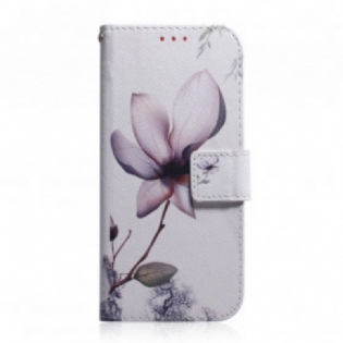 Læder Cover Xiaomi Redmi 10 Blomst Støvet Pink