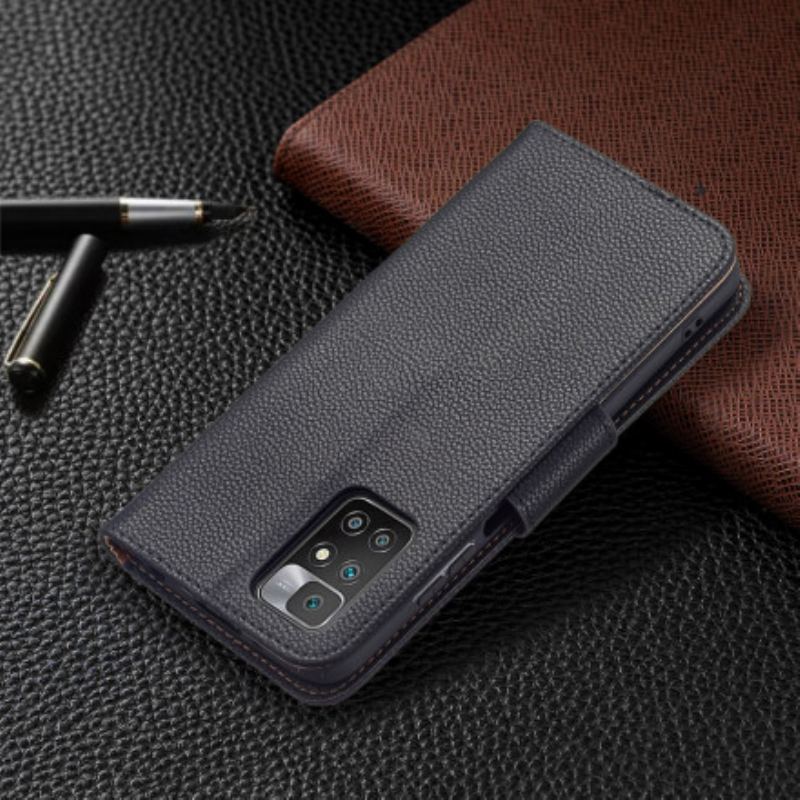 Læder Cover Xiaomi Redmi 10 Flip Cover Litchi Rabat Oblique