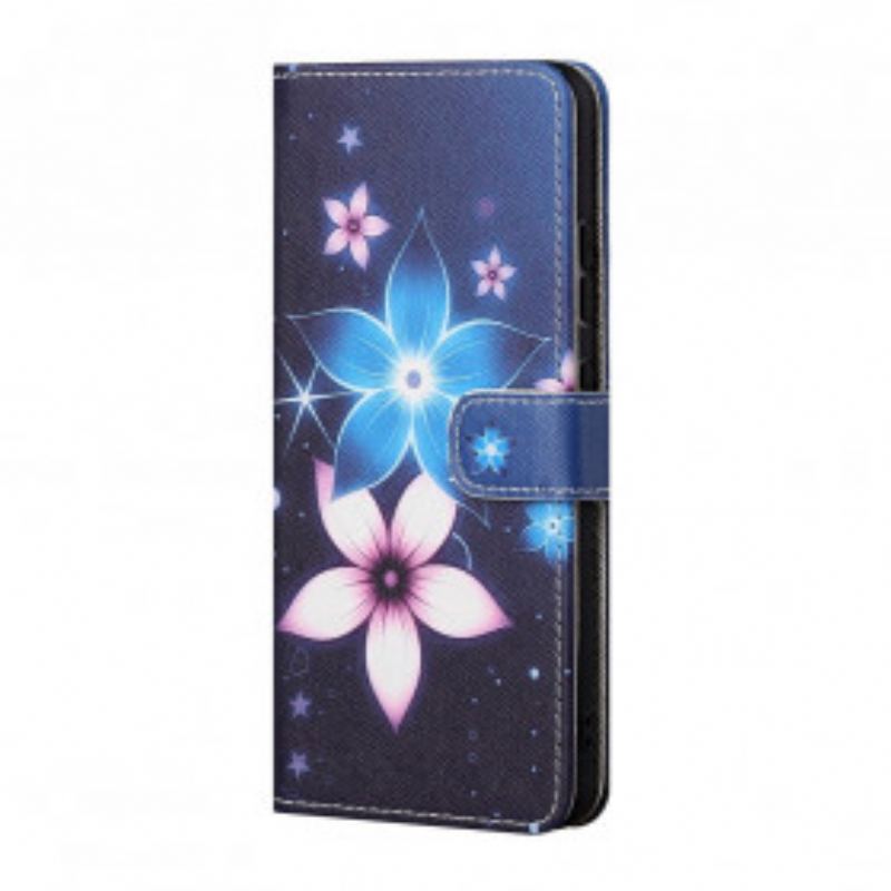 Læder Cover Xiaomi Redmi 10 Med Snor Lunar Strap Blomster