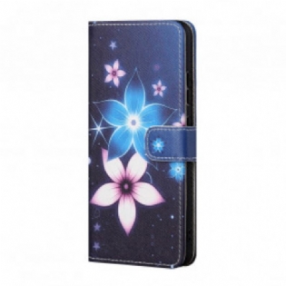 Læder Cover Xiaomi Redmi 10 Med Snor Lunar Strap Blomster