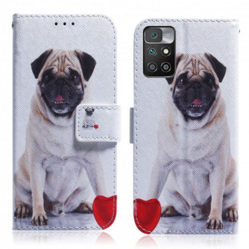 Læder Cover Xiaomi Redmi 10 Mops Hund