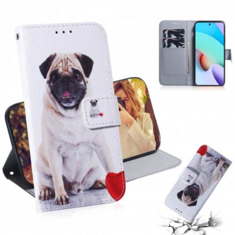 Læder Cover Xiaomi Redmi 10 Mops Hund