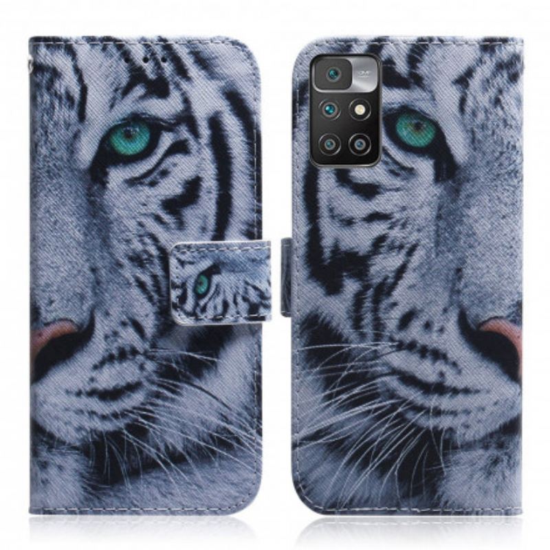 Læder Cover Xiaomi Redmi 10 Tiger Ansigt