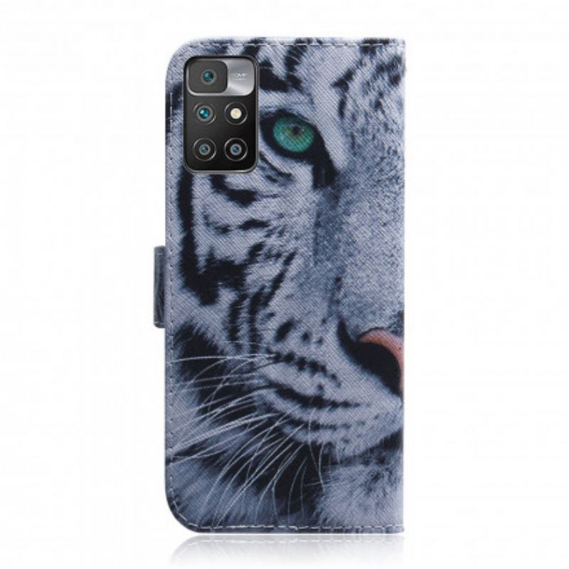 Læder Cover Xiaomi Redmi 10 Tiger Ansigt