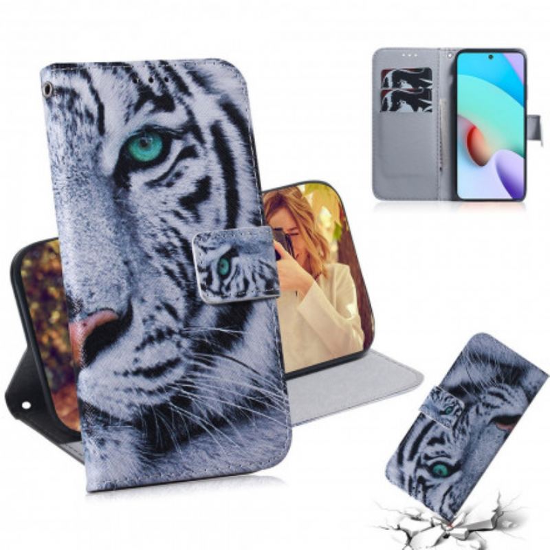 Læder Cover Xiaomi Redmi 10 Tiger Ansigt