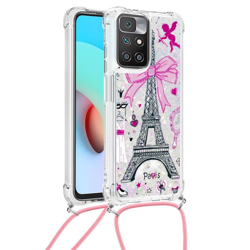Mobilcover Xiaomi Redmi 10 Med Snor Ved Cordon Eiffeltårnet