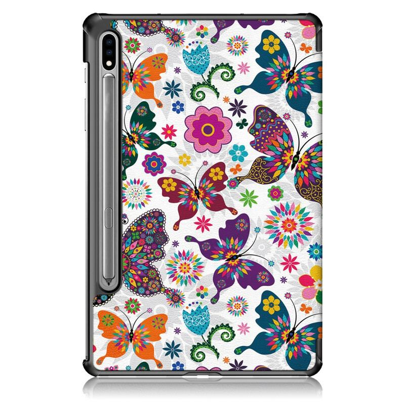 Cover Samsung Galaxy Tab S7 FE Forbedrede Sommerfugle Og Blomster