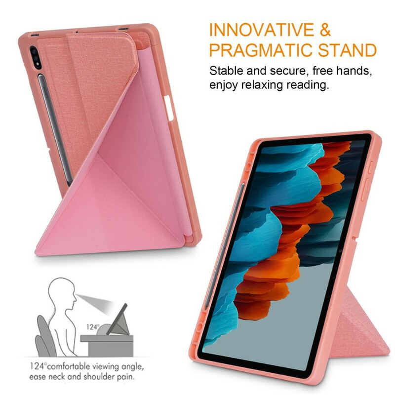 Cover Samsung Galaxy Tab S7 FE Origami Stof Tekstur