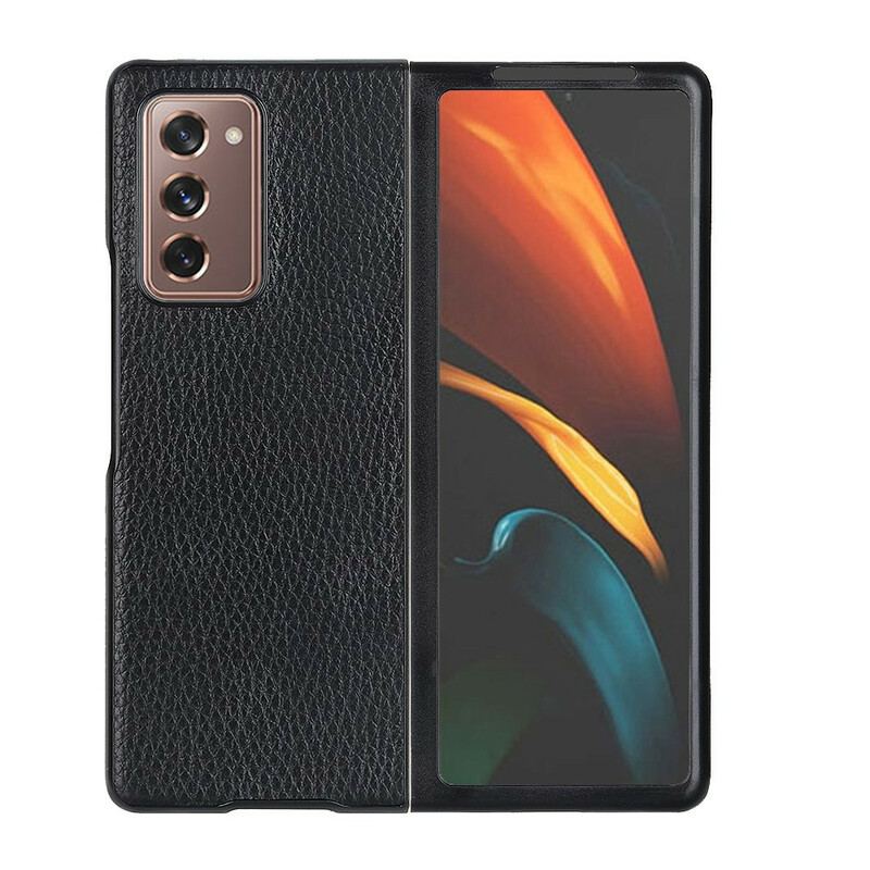 Cover Samsung Galaxy Z Fold 2 Ægte Tekstureret Litchi Læder