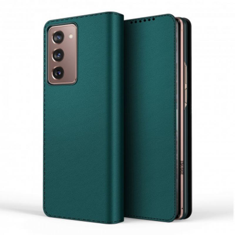 Cover Samsung Galaxy Z Fold 2 Flip Cover Ægte Læder