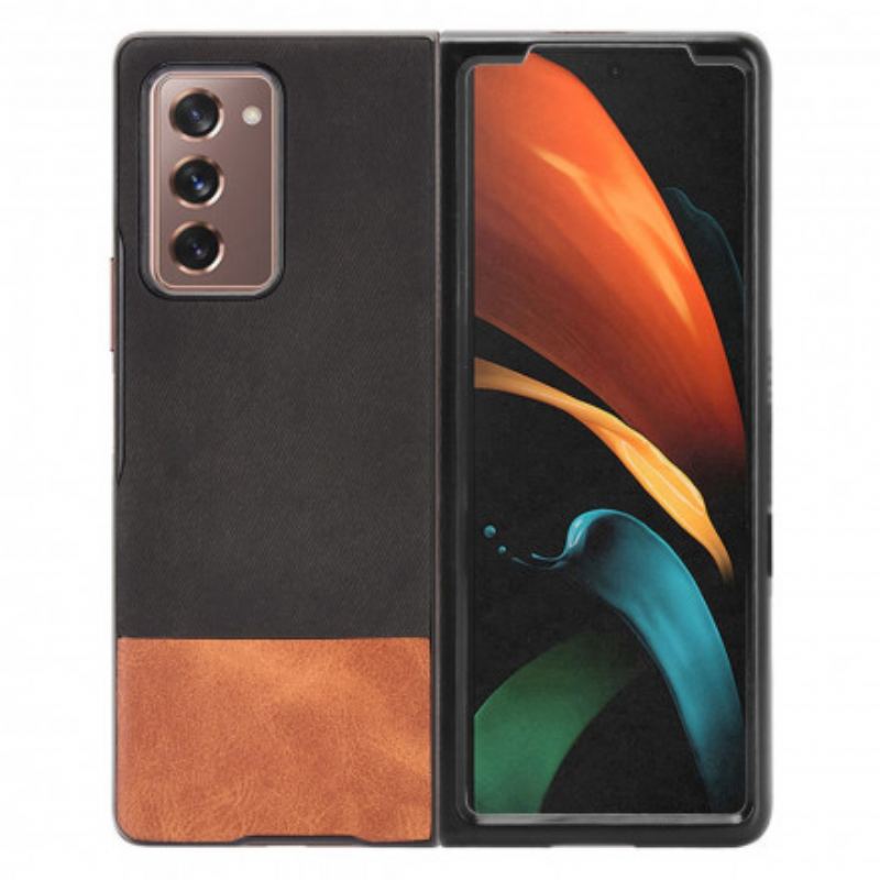 Cover Samsung Galaxy Z Fold 2 Tofarvet Imiteret Læder