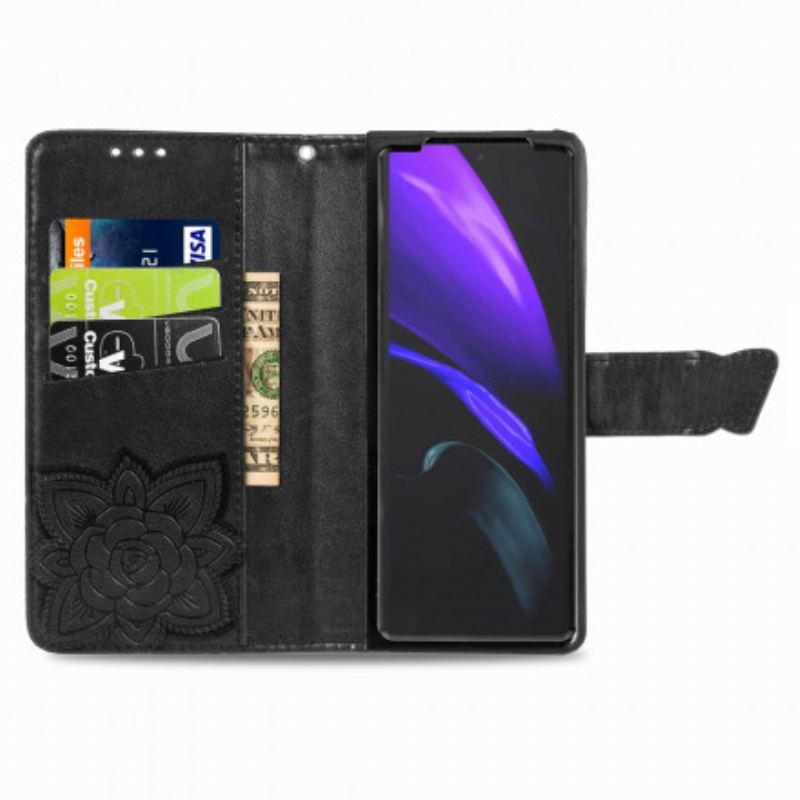 Flip Cover Samsung Galaxy Z Fold 2 Sommerfugledesign Med Snor