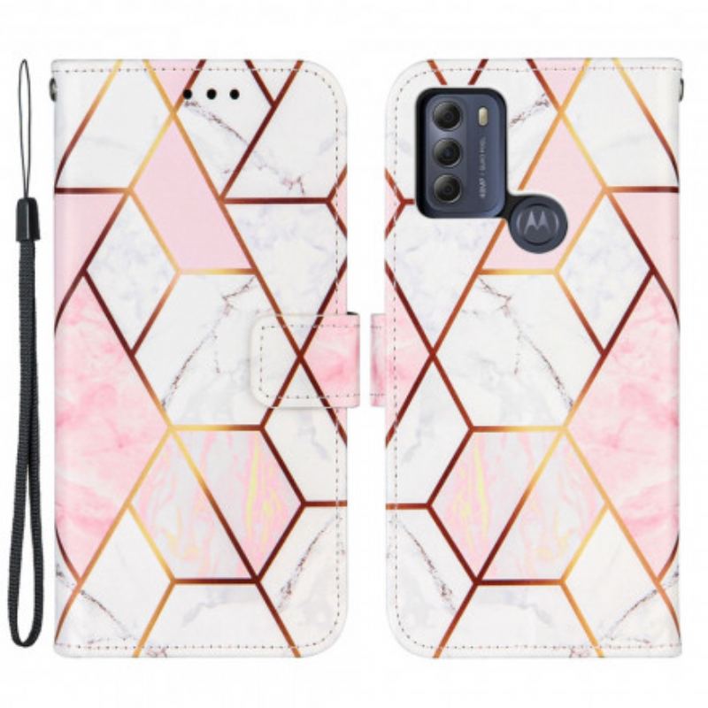 Flip Cover Moto G50 Med Snor Stribet Geometrisk Marmor